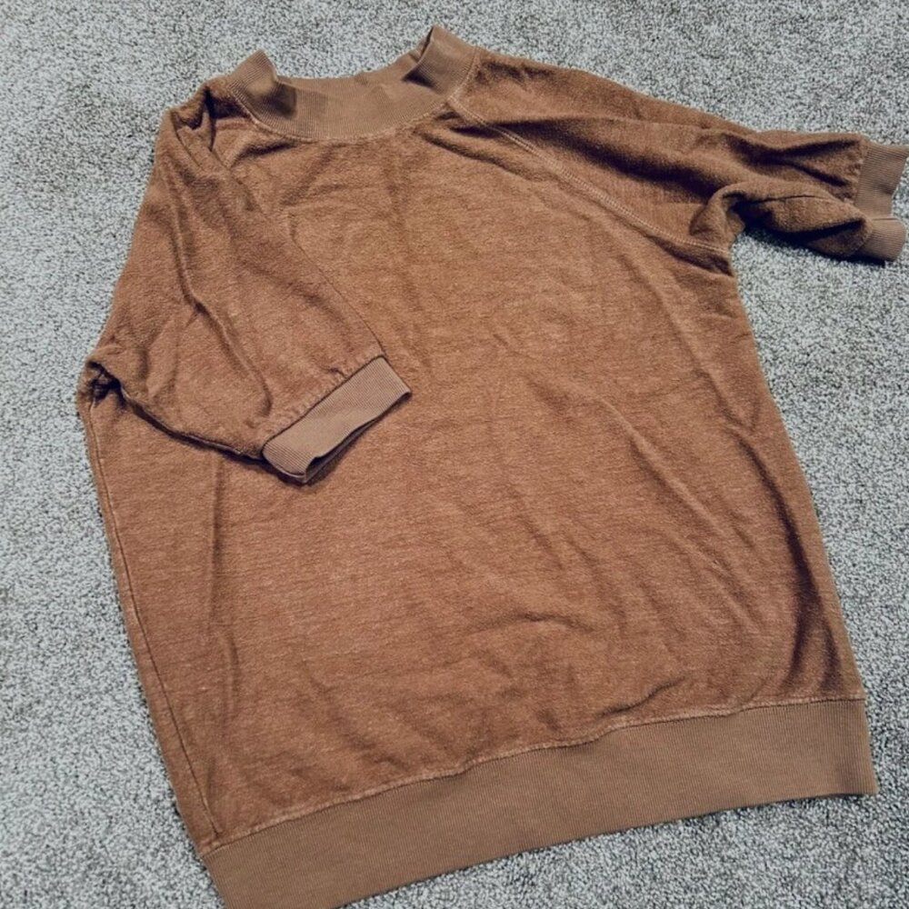 Short Sleeve Raglan Sherpa Terry Sweatshirt Unisex Sweater Coyote Brown XS
